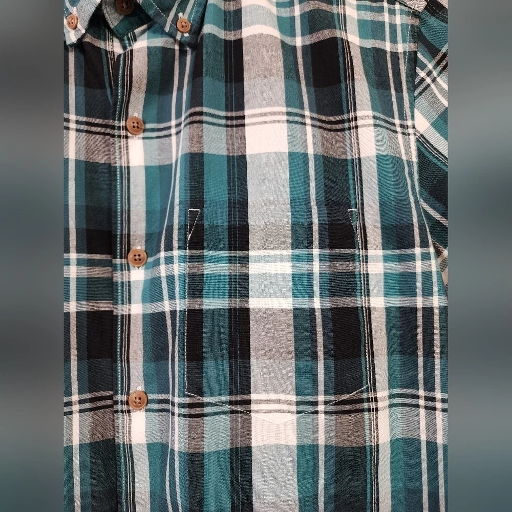 J. Crew Teal Plaid Button Down Shirt Long Sleeve Cotton Size Small